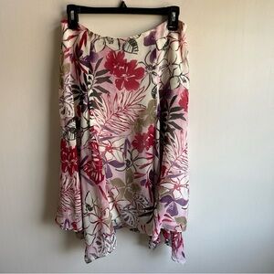 Kenneth Cole Floral A-Line Skirt - Red, Purple, Cream